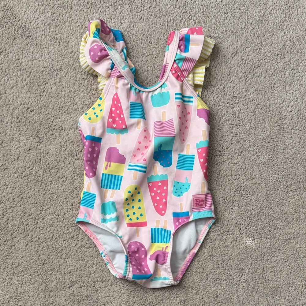 Ruffle Butts Pink and Yellow Popsicle Print Swimsuit